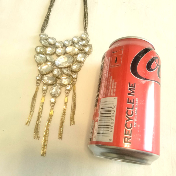 Iris Apfel & Bajalia Clear Rhinestone Gold Toned Statement Necklace - Picture 5 of 15